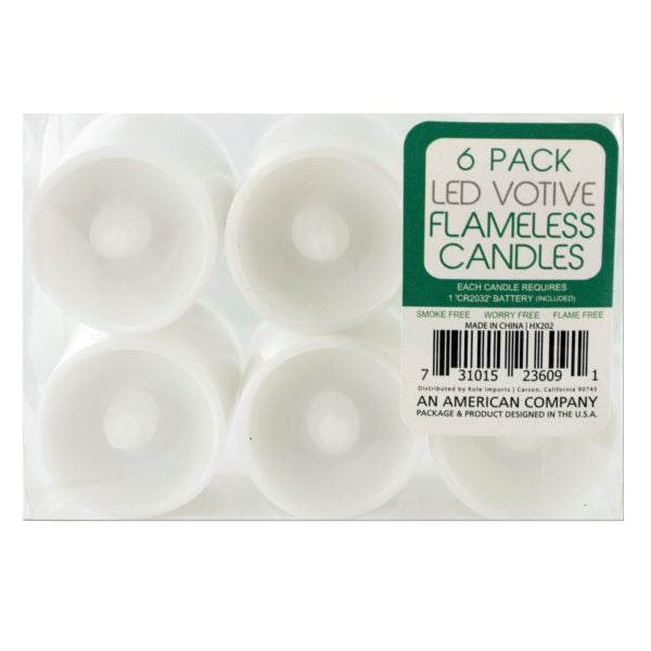 Flameless Small LED Votive Candles Set (Bulk Qty of 6) - Way Up Gifts