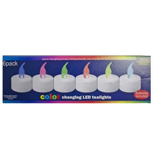 6 Piece Assorted Colored Battery Operated LED Tealights (Bulk Qty of 4) - Way Up Gifts