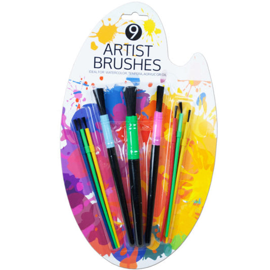 9 Piece Paint Brush (Bulk Qty of 12) - Way Up Gifts