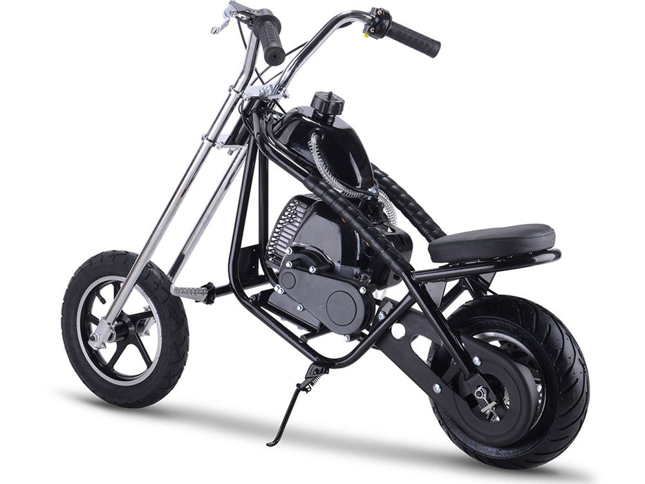MotoTec 49cc Kids Gas Mini Chopper Motorcycle Black Age 13+ - Way Up Gifts
