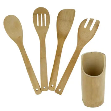 Bamboo Utensil Set with Container (Bulk Qty of 4) - Way Up Gifts