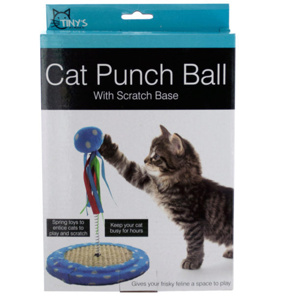 Cat Punch Ball Toy with Scratch Base (Bulk Qty of 4) - Way Up Gifts
