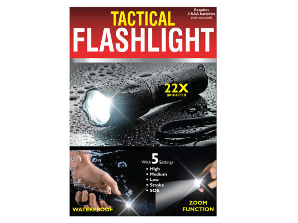 Waterproof Tactical Zoom Flashlight with 5 Settings (Bulk Qty of 4) - Way Up Gifts