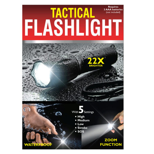 Waterproof Tactical Zoom Flashlight with 5 Settings (Bulk Qty of 4) - Way Up Gifts