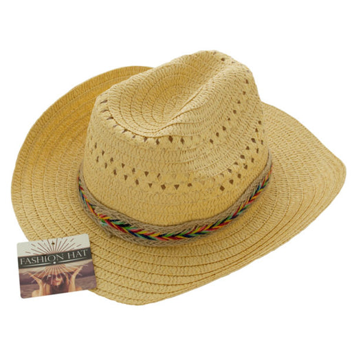 Western Style Woven Fashion Hat (Bulk Qty of 8) - Way Up Gifts