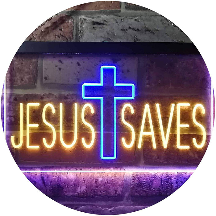 Cross Jesus Saves LED Neon Light Sign - Way Up Gifts