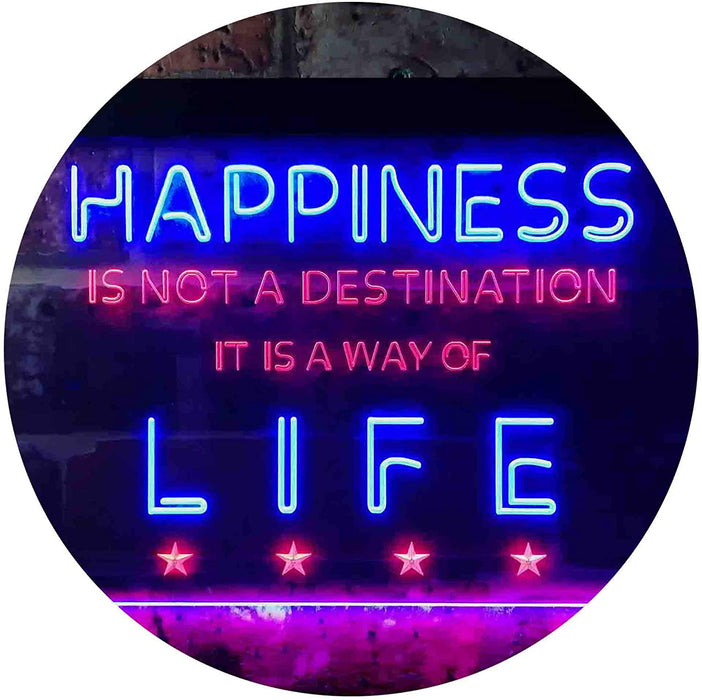 Happiness is a Way of Life Quotes Bedroom Decor LED Neon Light Sign - Way Up Gifts