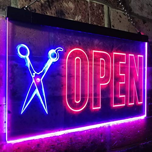 Barber Scissors Hair Cuts Open LED Neon Light Sign - Way Up Gifts