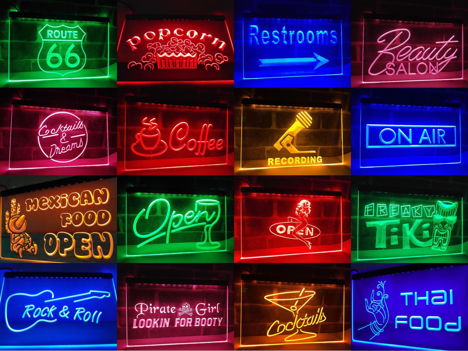 Neon light store signs