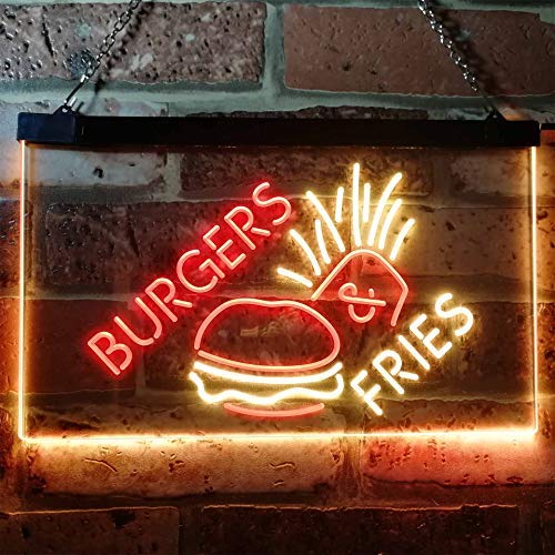 Hamburgers Burgers Fries LED Neon Light Sign - Way Up Gifts