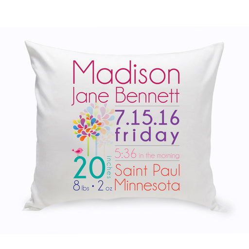 Personalized Baby Girl Announcement Throw Pillow - Way Up Gifts