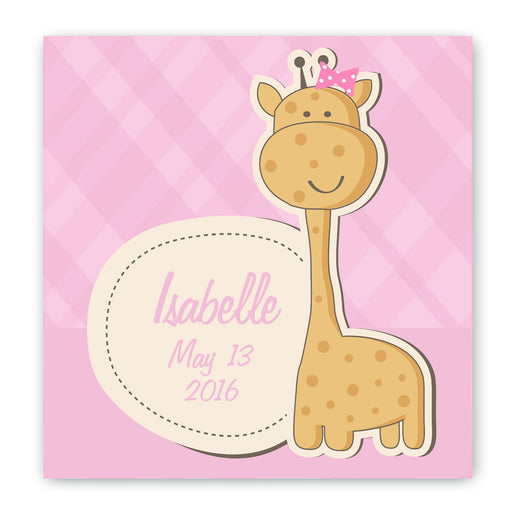 Personalized Baby Nursery Canvas Sign - Baby Girl Giraffe - Way Up Gifts