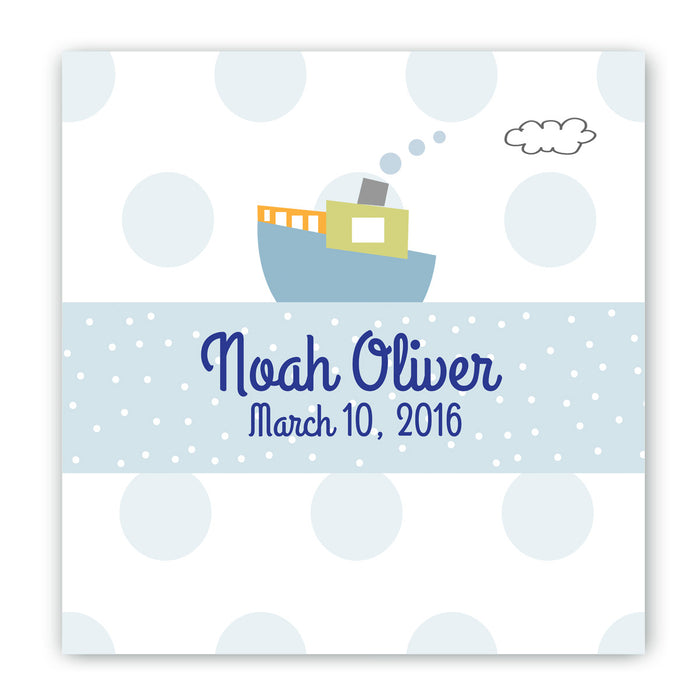 Personalized Baby Nursery Canvas Sign - Boat - Way Up Gifts