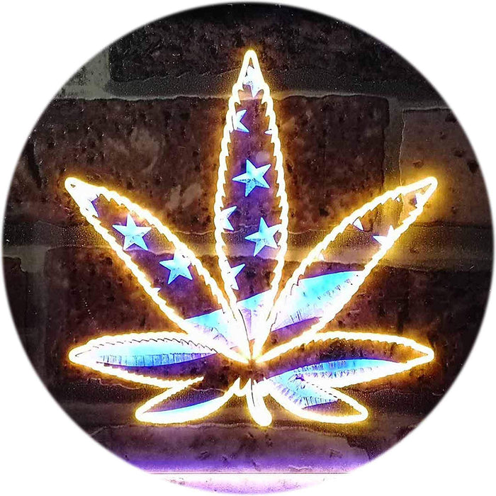 Marijuana Leaf USA Flag LED Neon Light Sign - Way Up Gifts