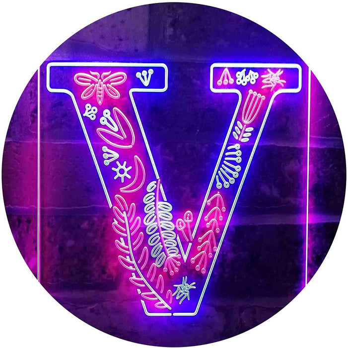 Family Name Letter V Monogram Initial LED Neon Light Sign - Way Up Gifts