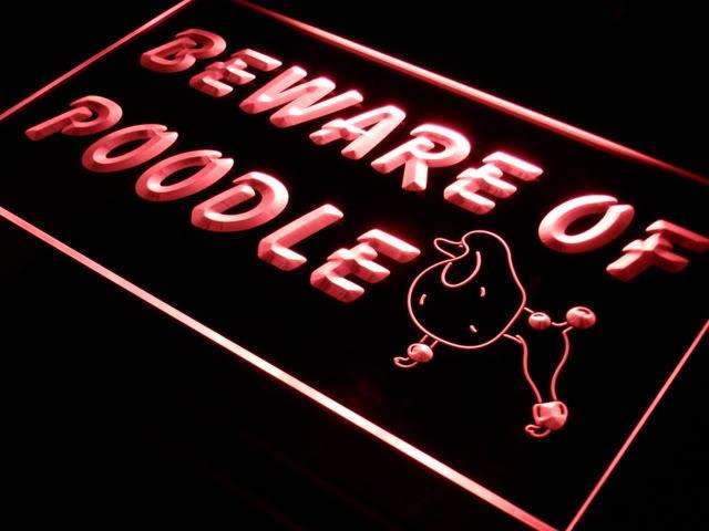 Beware of Poodle LED Neon Light Sign - Way Up Gifts