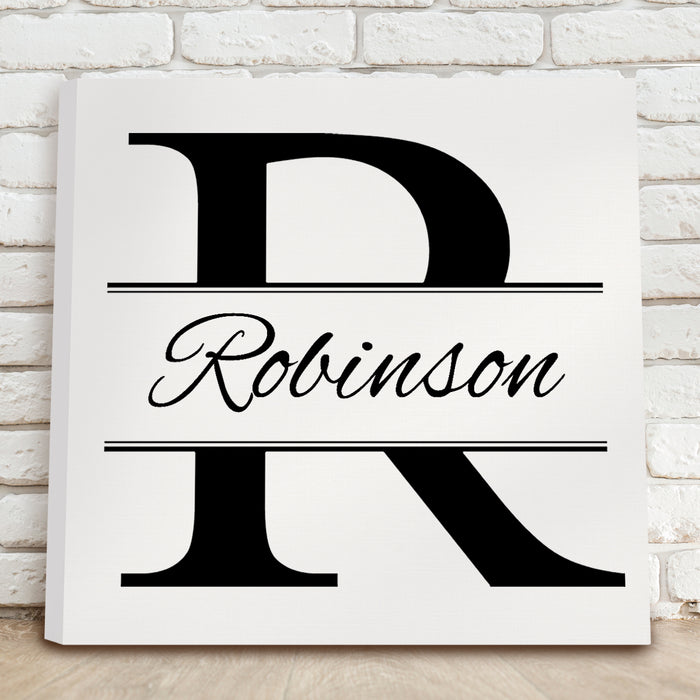 Personalized Black and White Stamped Design Canvas - Way Up Gifts