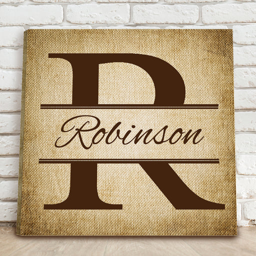 Personalized Burlap Stamped Design Canvas - Way Up Gifts