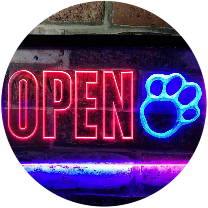 Open Paw Print Dog Grooming LED Neon Light Sign - Way Up Gifts