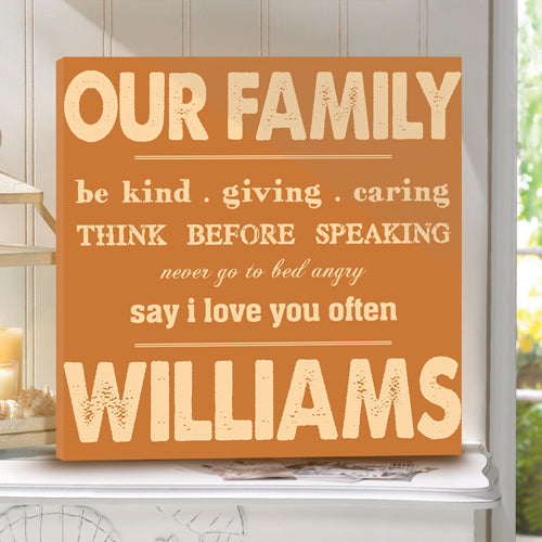 Personalized Rules of Our Family Canvas Print - Way Up Gifts
