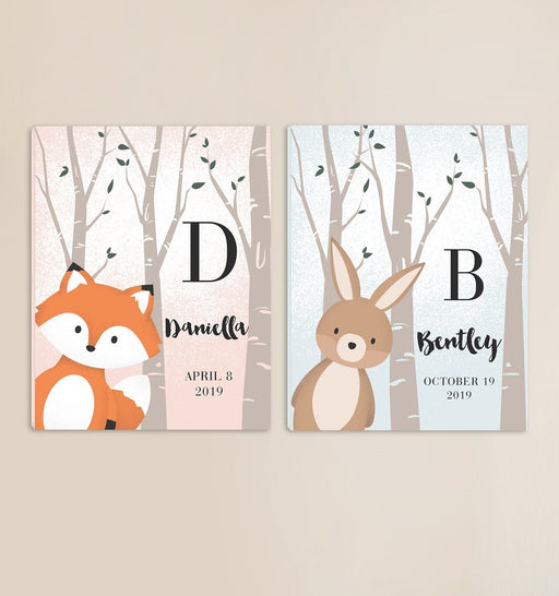 Personalized Woodland Animal Canvas 18"x24" - Way Up Gifts
