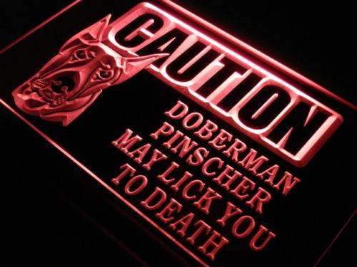 Caution Doberman Pinscher LED Neon Light Sign - Way Up Gifts