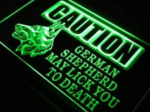 Caution German Shepherd LED Neon Light Sign - Way Up Gifts