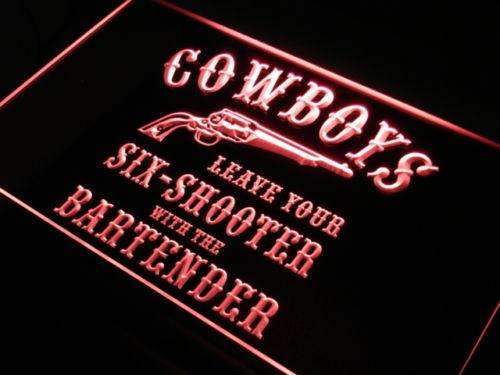 Cowboys Leave Six Shooter Bar LED Neon Light Sign - Way Up Gifts