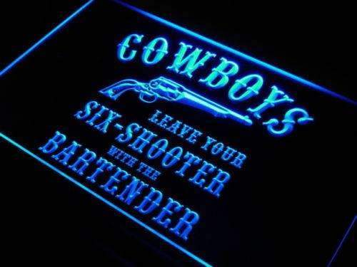 Cowboys Leave Six Shooter Bar LED Neon Light Sign - Way Up Gifts