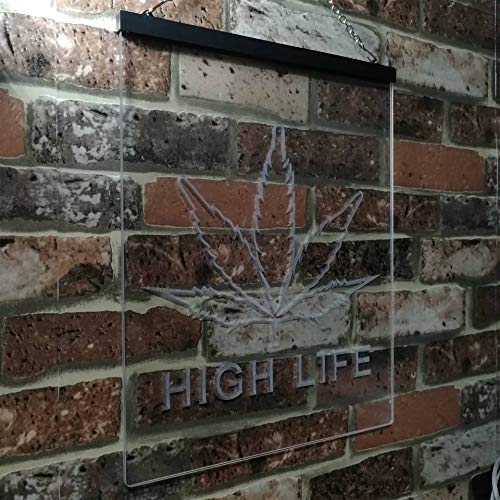 Marijuana Leaf High Life LED Neon Light Sign - Way Up Gifts