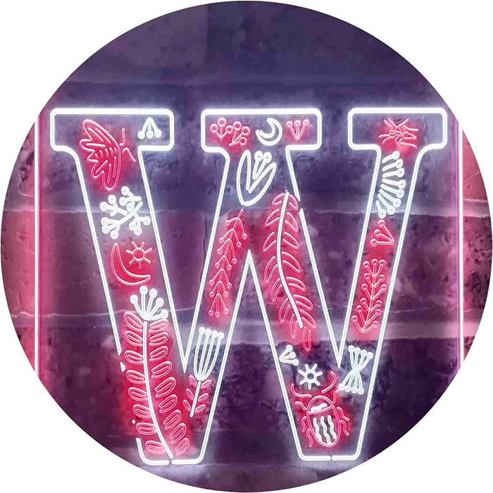 Family Name Letter W Monogram Initial LED Neon Light Sign - Way Up Gifts