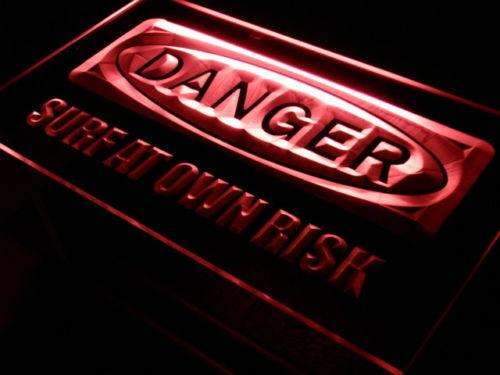 Danger Surf at Own Risk Beach LED Neon Light Sign - Way Up Gifts
