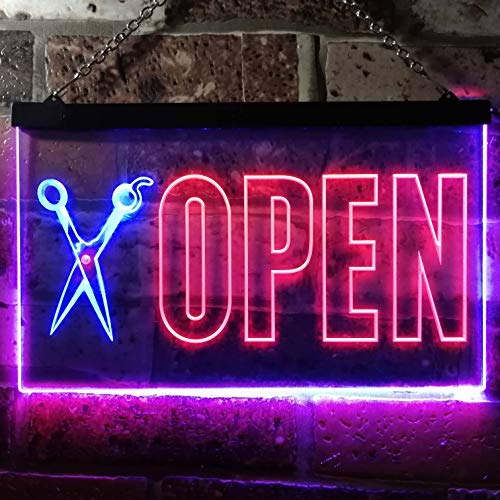 Barber Scissors Hair Cuts Open LED Neon Light Sign - Way Up Gifts