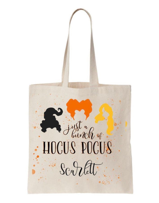 Personalized Hocus Pocus Trick or Treat Halloween Canvas Tote - Way Up Gifts