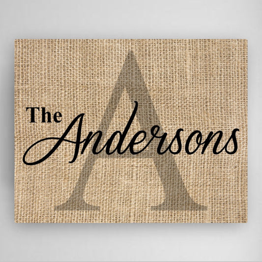 Personalized Family Name & Initial Canvas Sign - Way Up Gifts