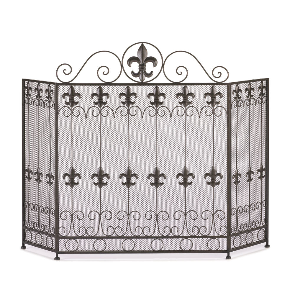 Antique Style Renaissance Iron Fireplace Screen - Way Up Gifts