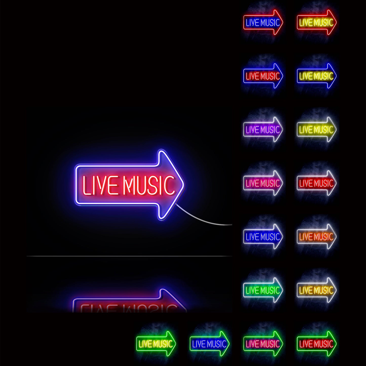 Live Music Arrow Ultra-Bright LED Neon Sign - Way Up Gifts