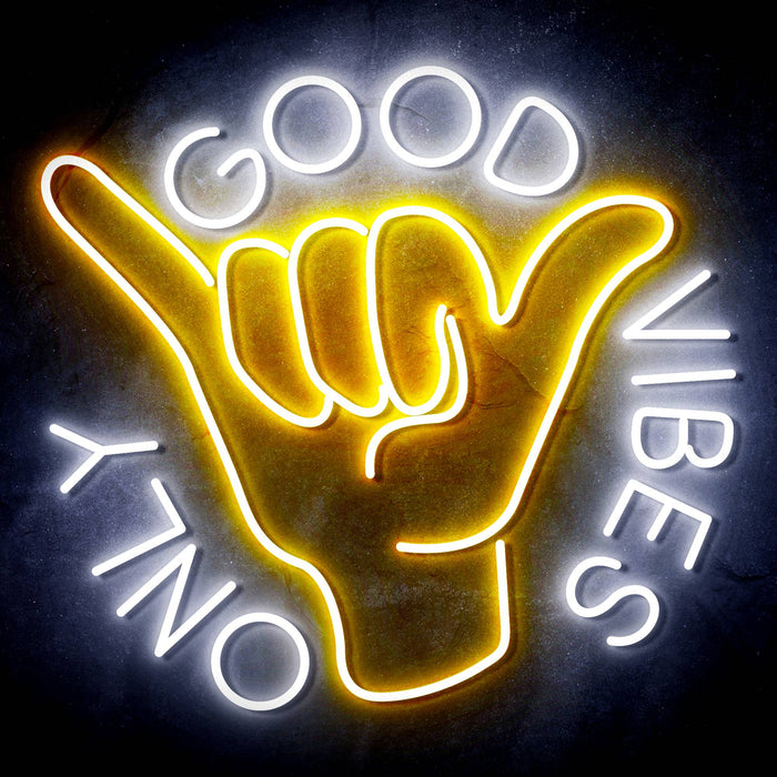 Good Vibes Only with Hand Ultra-Bright LED Neon Sign - Way Up Gifts