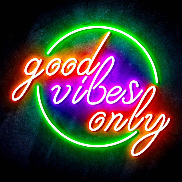 Good Vibes Only Circle Ultra-Bright LED Neon Sign - Way Up Gifts