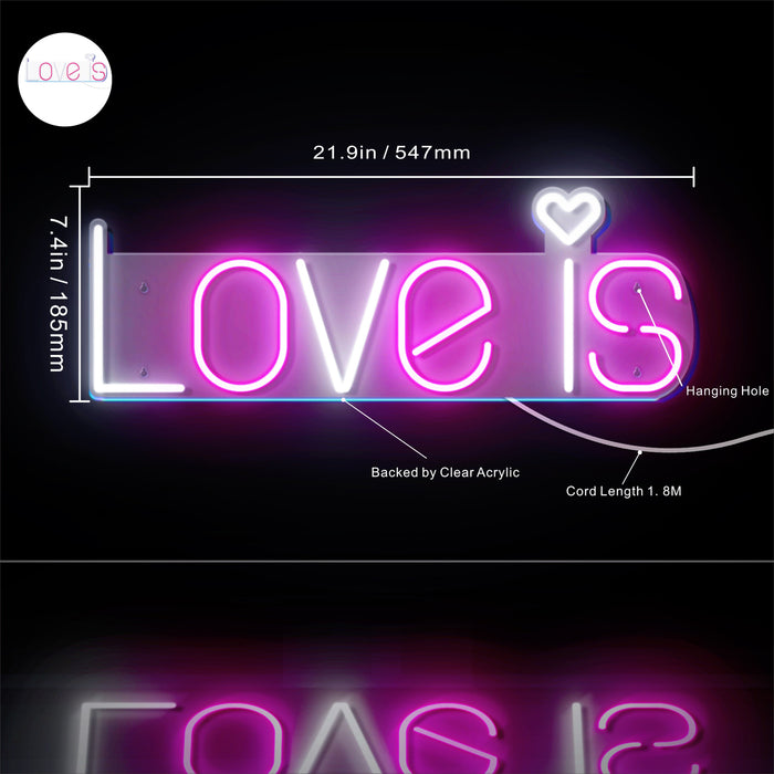 Love Is with Heart Ultra-Bright LED Neon Sign