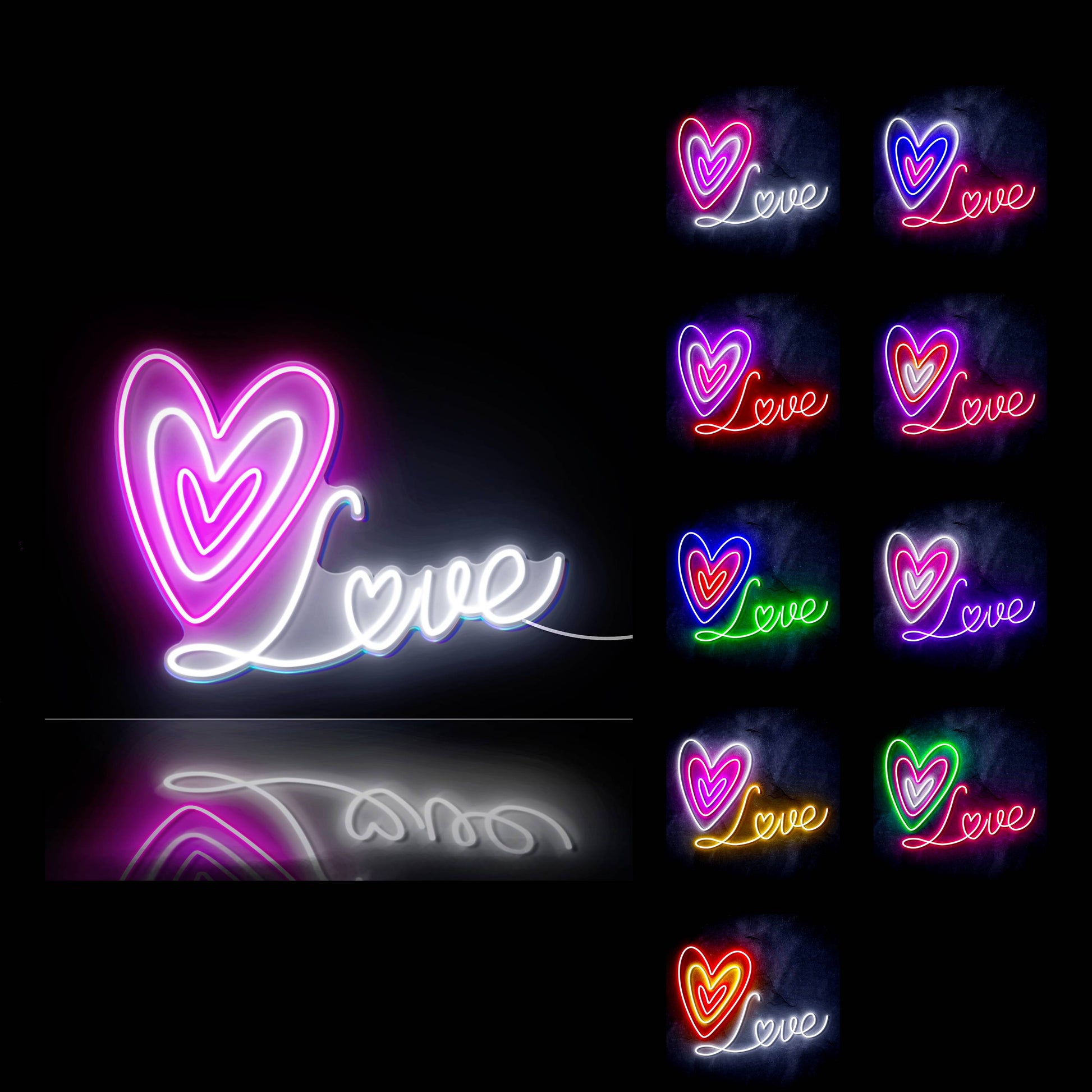 Three Hearts Light Up Wall Art Adorable Neon Heart Sign for Sale