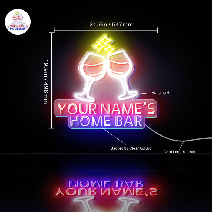 Personalized Ultra-Bright Wine Glasses Home Bar LED Neon Sign - Way Up Gifts