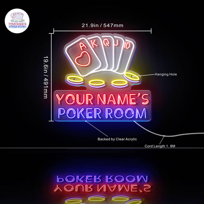 Personalized Ultra-Bright Poker Room LED Neon Sign - Way Up Gifts