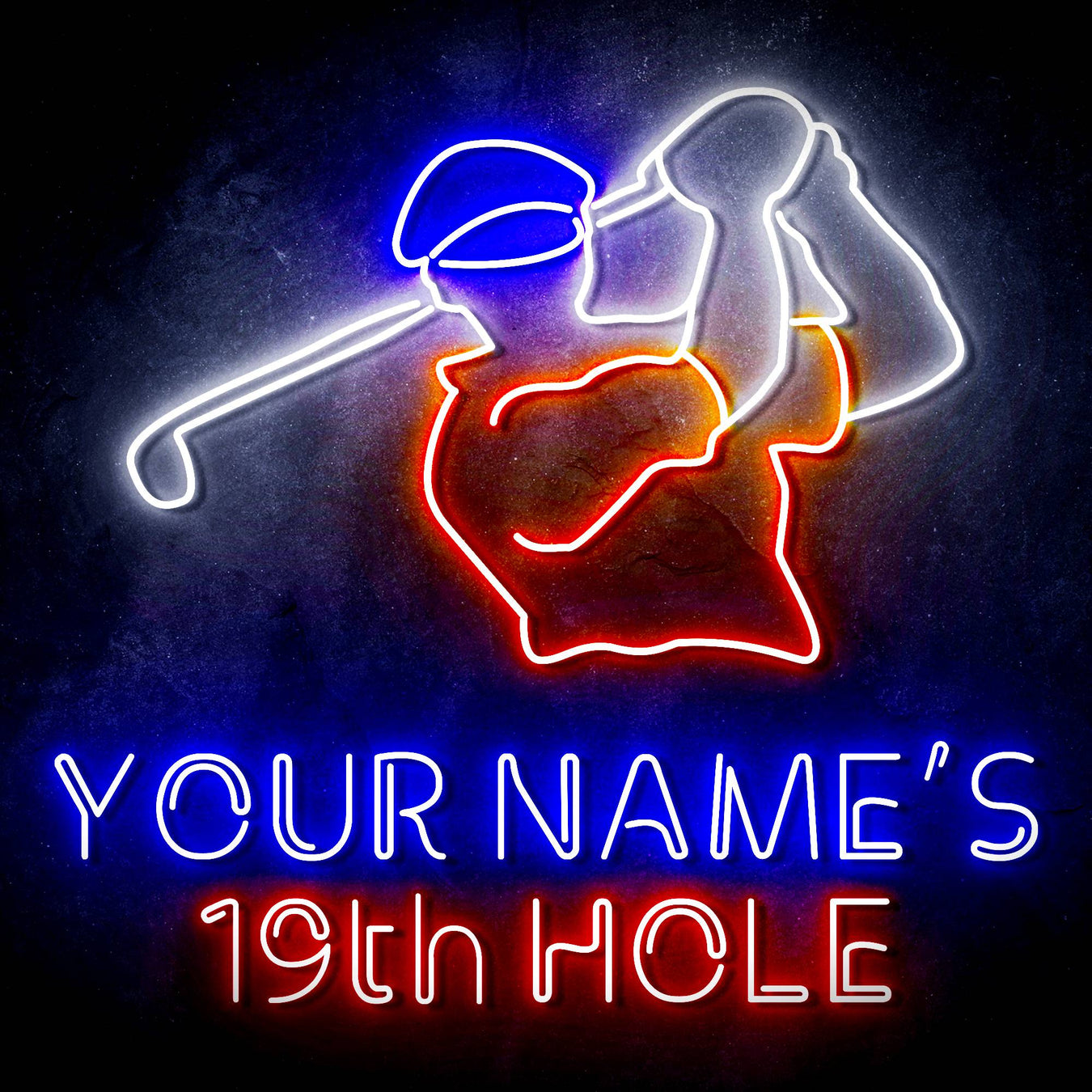 Custom Ultra-Bright Golf Clubhouse Bar 19th Hole LED Neon Sign w/ Remote - Way Up Gifts