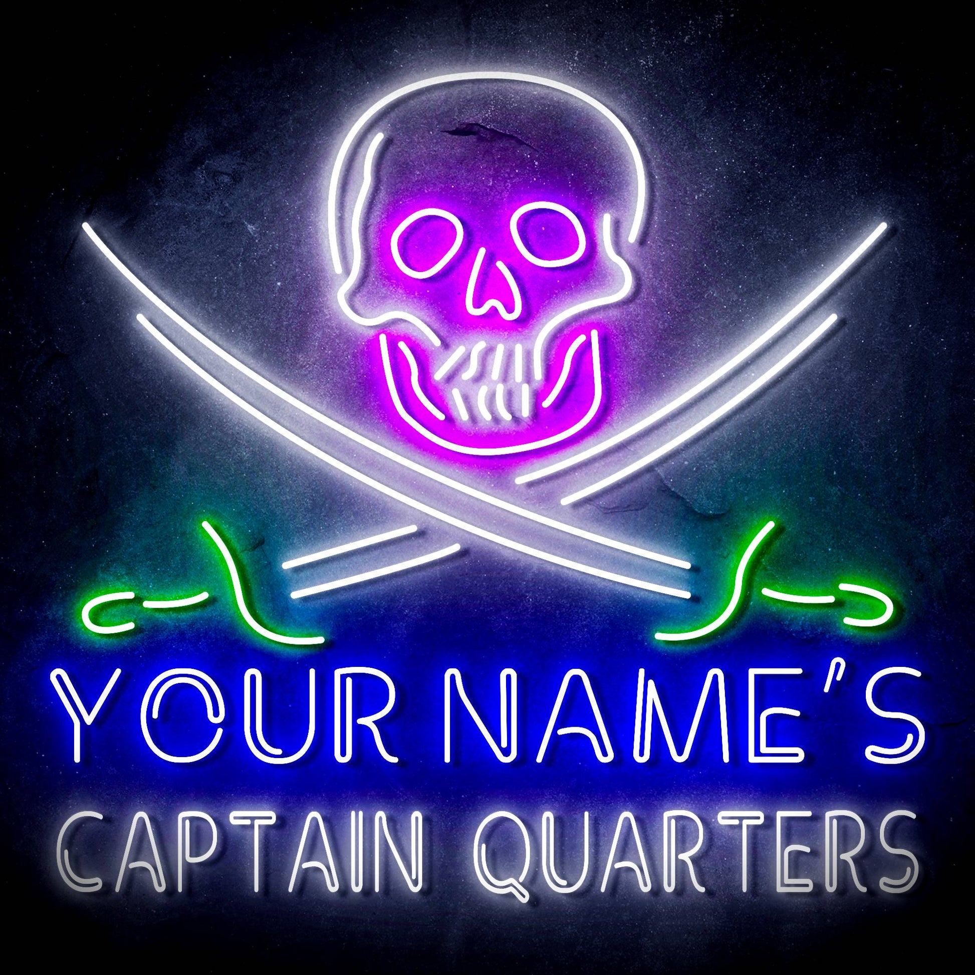 Custom Ultra-Bright Pirate Skull Swords Man Cave Room LED Neon Sign - Way Up Gifts