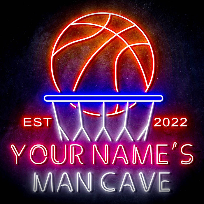 Custom Ultra-Bright Basketball Man Cave Est. Year LED Neon Sign - Way Up Gifts