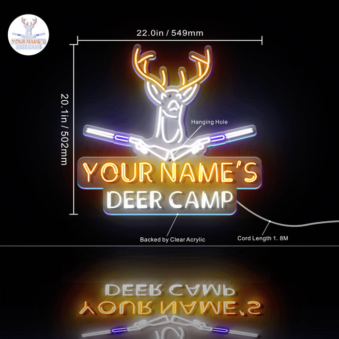 Custom Ultra-Bright Hunting Cabin Bar Deer Camp LED Neon Sign - Way Up Gifts