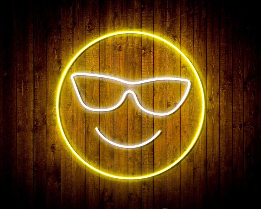 Smiley Face with Sunglasses Emoji Flex Silicone LED Neon Sign - Way Up Gifts