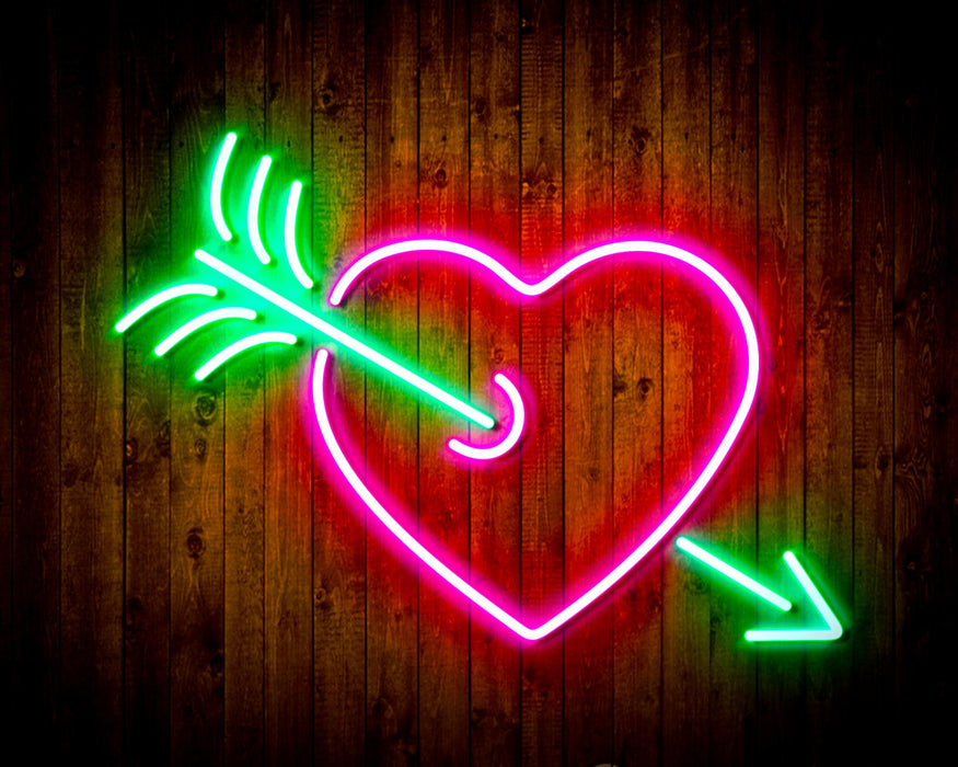 Arrow Through Heart Love Flex Silicone LED Neon Sign - Way Up Gifts