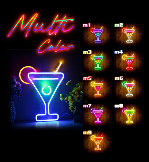 Martini Glass Bar Flex Silicone LED Neon Sign - Way Up Gifts